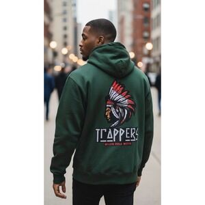 Million Dolla Motive Trappers Forest Green Chenille Patch Hoodie Mens Medium NWT